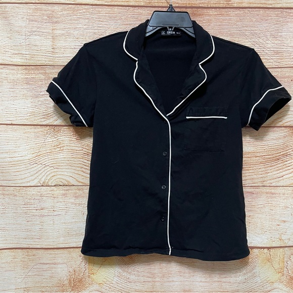 Shein Modal Pajama Summer Set Short Sleeve Collar PJ Set‎ Size X-Small - Picture 4 of 4